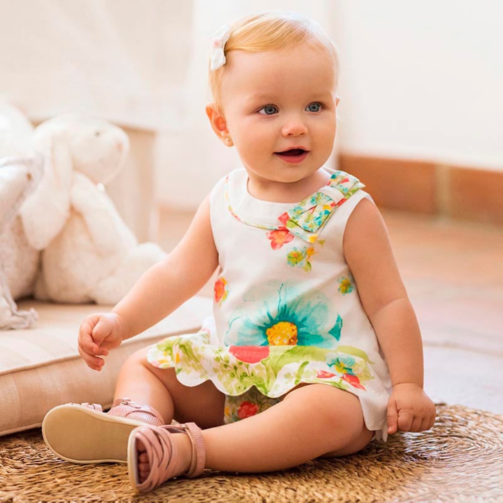 Mayoral Chic Baby Girls Floral Print Sleeveless Dress and Panty Set (myr-01936)